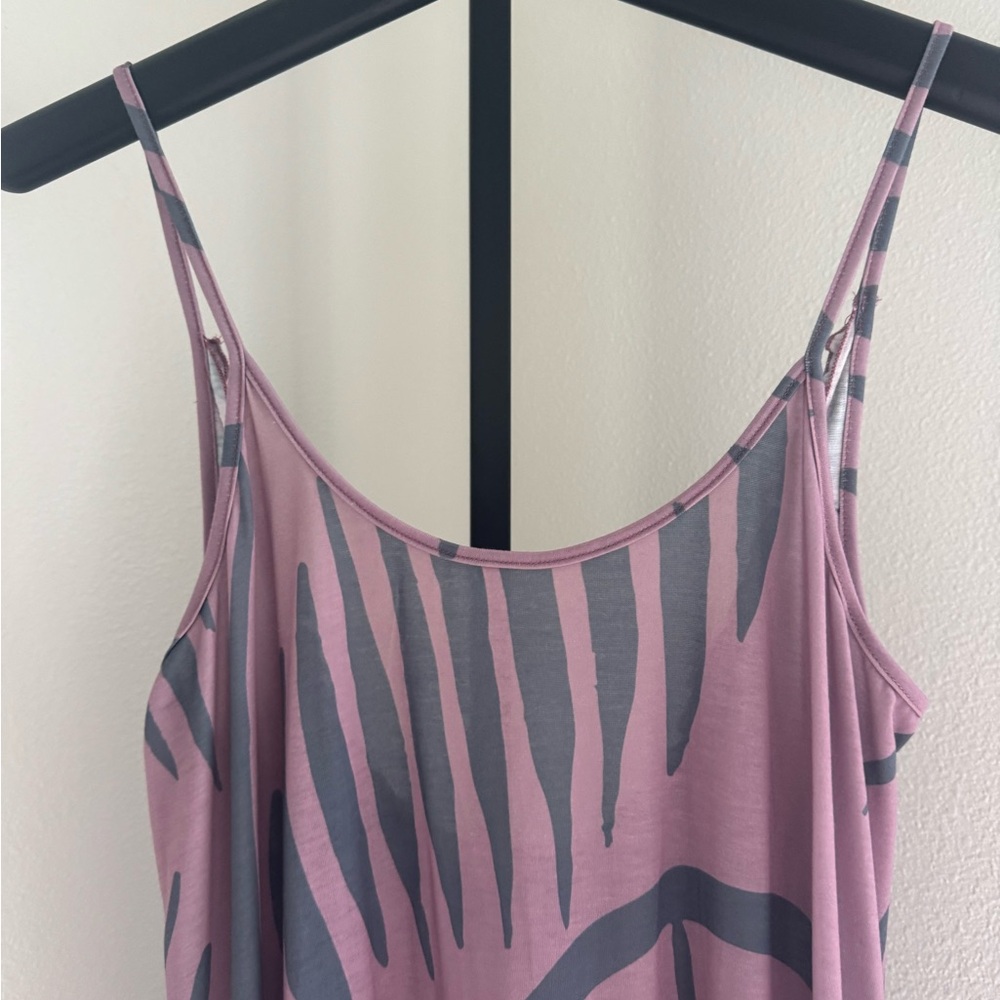 Pink and Gray Striped Spaghetti Strap Top
